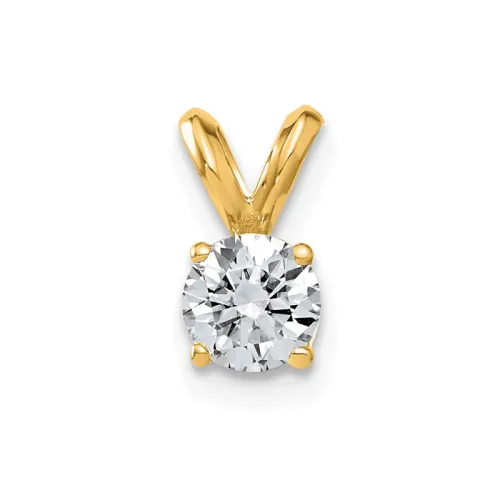 14K Yellow Gold Round Moissanite Solitaire Pendant 1/2 ct tw 5mm, D-E-F Color