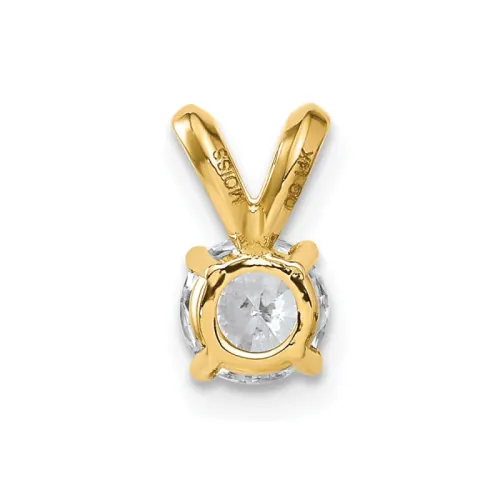 14K Yellow Gold Round Moissanite Solitaire Pendant 1/2 ct tw 5mm, D-E-F Color