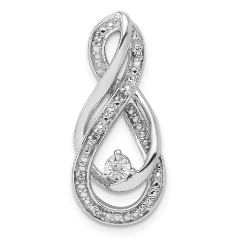 Sterling Silver Diamond Infinity Symbol Slide Pendant 25mm