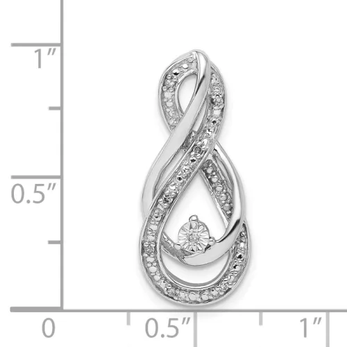 Sterling Silver Diamond Infinity Symbol Slide Pendant 25mm