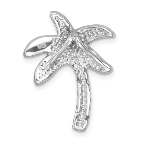 Sterling Silver Green Crystal Palm Tree Chain Slide 24mm