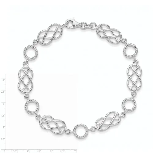 Sterling Silver Pretzel Circle Bracelet 7.25 in