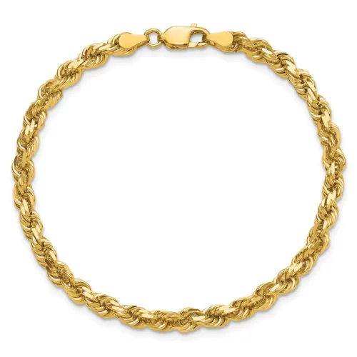 14K Gold Diamond-Cut Rope with Lobster Clasp Chain Bracelet 4.25mm