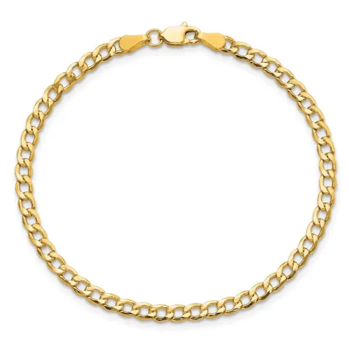 10K Gold Semi-Solid Curb Link Chain Bracelet 3.35mm 8 in