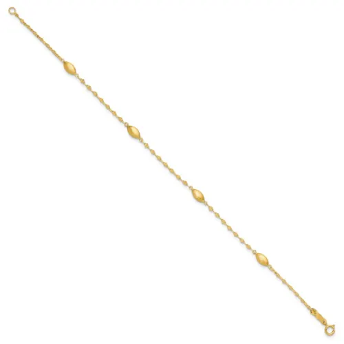 14k Diamond-cut w/Satin Oval Beads Bracelet