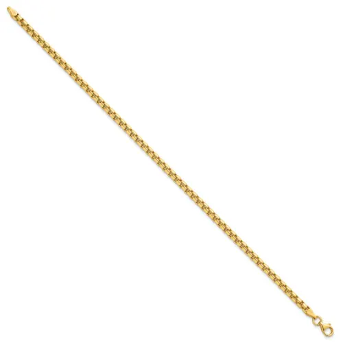 14k Polished Rounded Box Chain 3.5mm Men's Bracelet