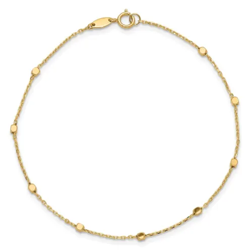 14K Yellow Gold Cube Stations Chain Bracelet 1.2mm 7.75 in