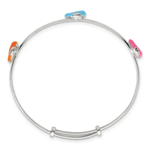 Sterling Silver Enameled Dolphins Slip On Children's Expandable Bangle