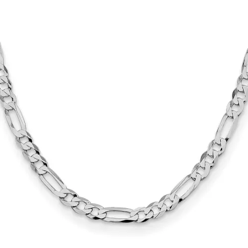 Sterling Silver Rhodium-finished 7.0mm Lightweight Flat Figaro Chain