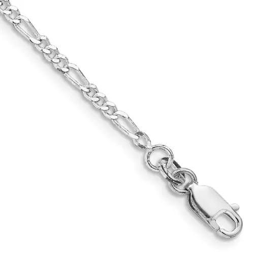 Sterling Silver Rhodium-finished 2.25mm Figaro Chain