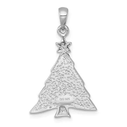 Sterling Silver Multi Color Crystal Christmas Tree Charm 24.1mm