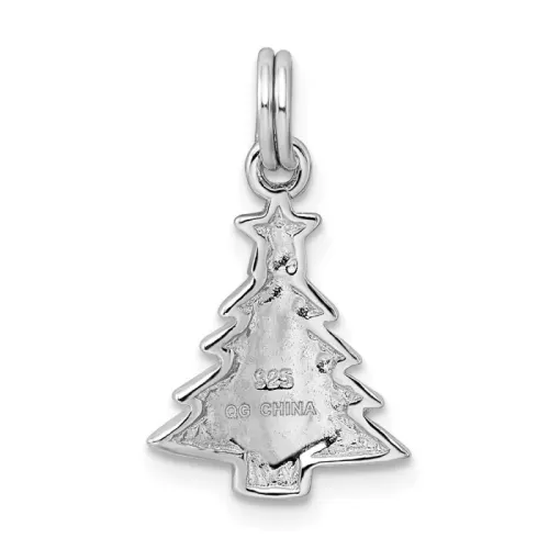 Sterling Silver Enamel Christmas Tree Charm 16.35mm