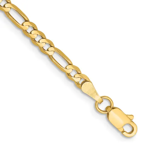 14k 3mm Concave Open Figaro Chain