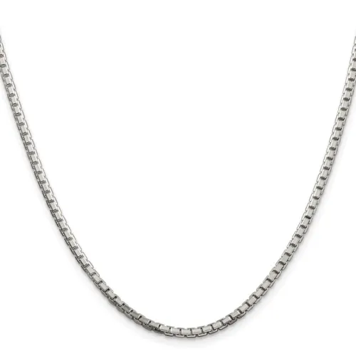 Sterling Silver Rhodium-finished 2.5mm 8 Sided Diamond-cut Box Chain