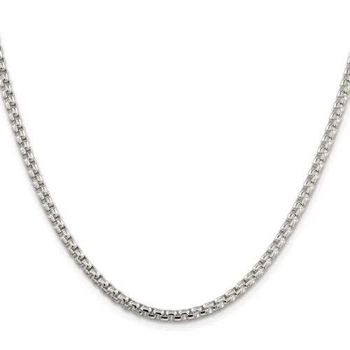 Sterling Silver Rhodium-finished 3.6mm Round Box Chain