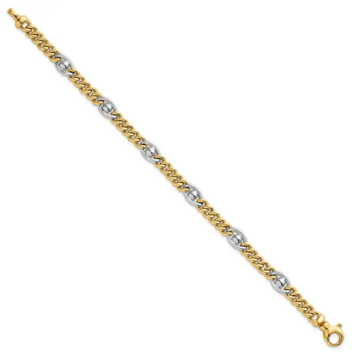 14k Two-tone Polished Fancy Chain Bracelet