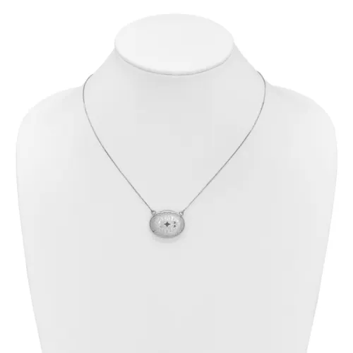 Sterling Silver Oval Filigree Design Locket Necklace 20mm 18.75 in with 2 in Extender