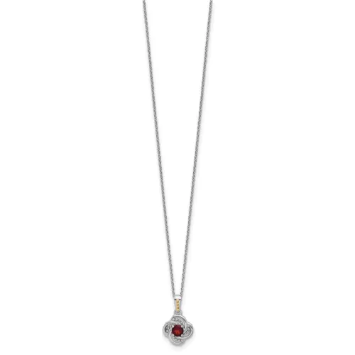 Shey Couture Sterling Silver Rhodium finished with 14k Accent Garnet 18 inch Necklace