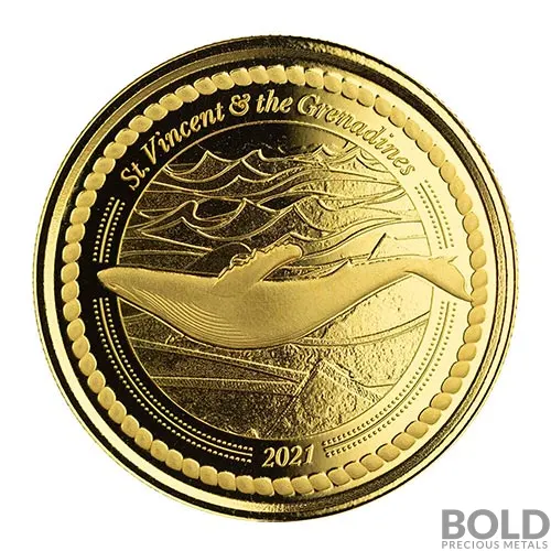 2021 1 oz EC8 St Vincent Grenadines Humpback Whale Gold Coin