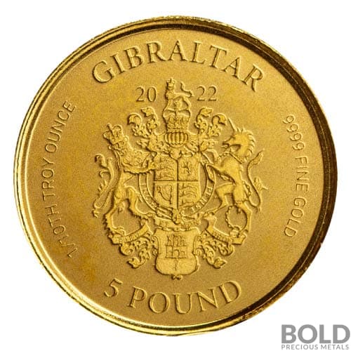 2022 1/10 oz Gibraltar Lady Justice Gold (BU) | BOLD Precious Metals