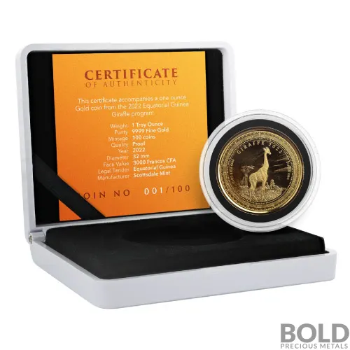 2022 1 oz Equatorial Guinea Giraffe Gold Coin | BOLD Precious Metals