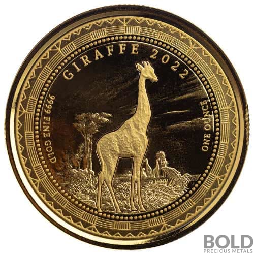 2022 Gold 1 oz Equatorial Guinea Giraffe Coin