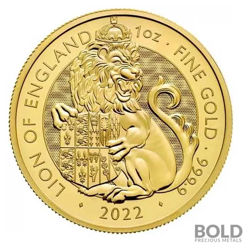 2022 Britain Tudor's Beasts Lion 1 oz Gold BU Coin