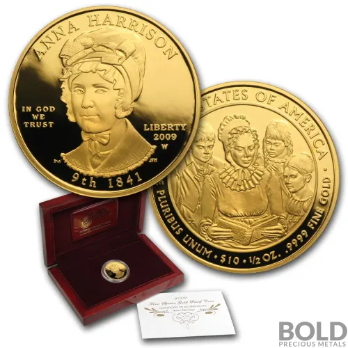 2009-W Gold First Spouse Anna Harrison Proof - 1/2 oz