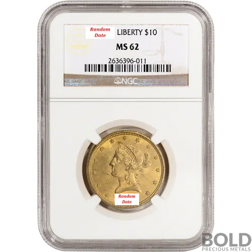 $10 Liberty Gold Eagle Coin (MS62,NGC or PCGS)