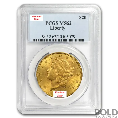 Gold $20 Liberty Double Eagle NGC/PCGS Graded Coin (MS62)