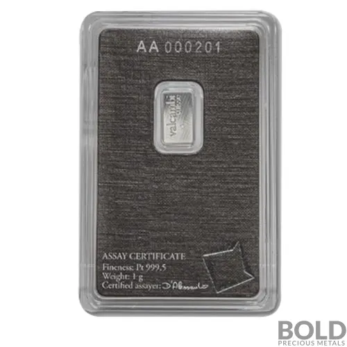 1 Gram Valcambi Platinum Bar | BOLD Precious Metals