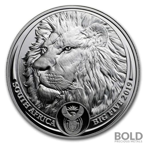 2019 1 oz South Africa Big Five Lion Platinum Coin (Proof), Platinum, 1OZ