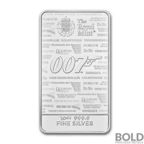 Silver 10 oz James Bond No Time To Die Bar