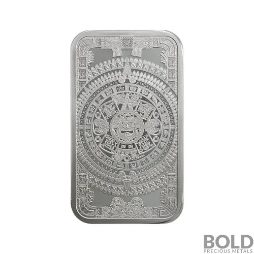 Silver 5 oz Aztec Calendar Bar