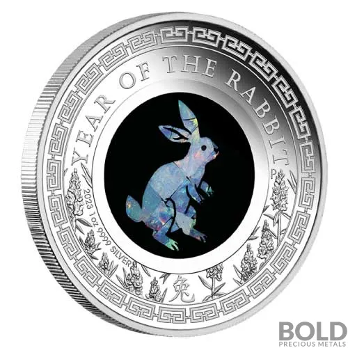 2023 1 oz Perth Opal Lunar Rabbit Silver Proof Coin | BOLD