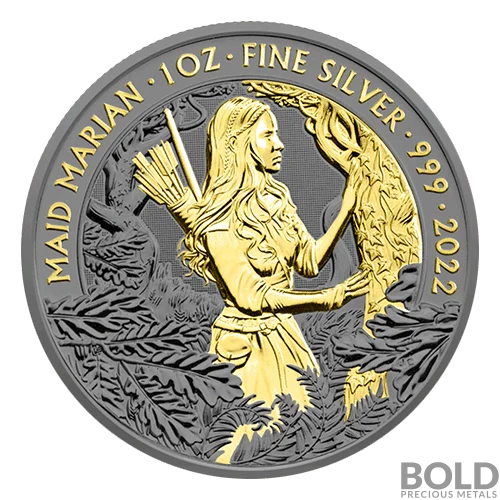 2022 1 oz British Maid Marian Silver Coin (BU) | BOLD Precious Metals