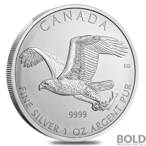 2014 Silver Canadian Birds of Prey Bald Eagle - 1 oz