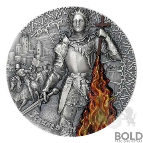 2022 Silver Niue Heroines: Joan of Arc 2 oz Antique High-Relief Coin