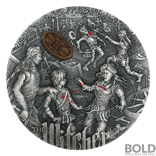 2021 The Witcher: Blood of Elves 2 oz Silver Antique High-Relief