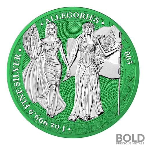 2020 1 oz Space Green Germania & Columbia Allegories Silver Coin