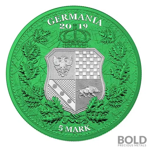 2020 1 oz Space Green Germania & Columbia Allegories Silver Coin