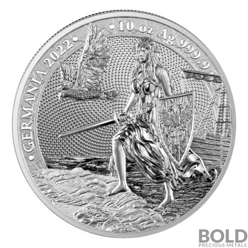 2022 Lady Germania 50 Mark 10 oz Silver BU Round