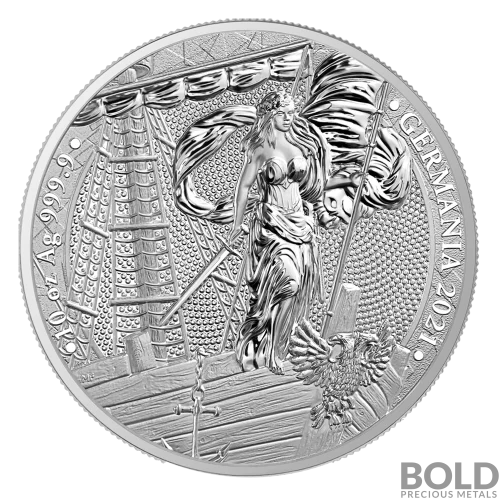 2021 Lady Germania 50 Mark 10 oz Silver BU Round