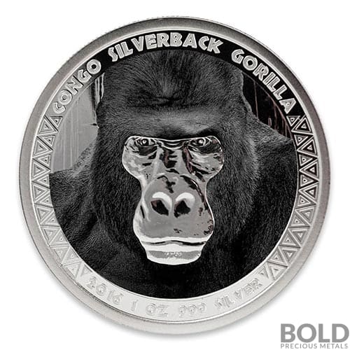 2016 Republic of Congo Gorilla 1 oz Silver Proof (Colored)