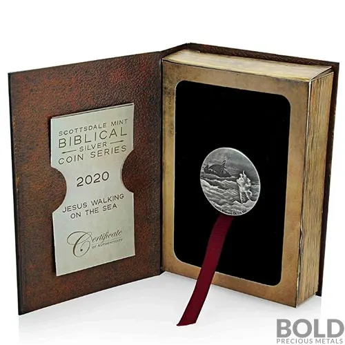 2020 2 oz Jesus Walks On The Sea Silver Coin | Biblical Series