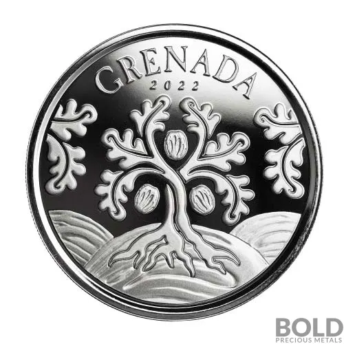 2022 1 oz Silver EC8 Grenada Nutmeg Tree BU