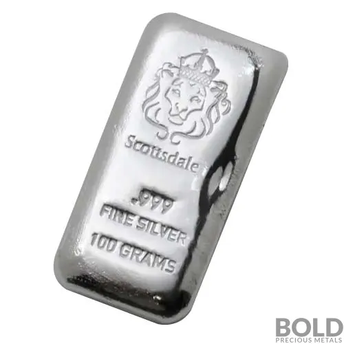 Silver 100 gram Scottsdale Cast Bar