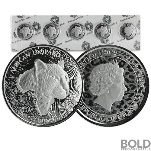 2019 1 oz Republic of Ghana African Leopard Silver Coin | BOLD