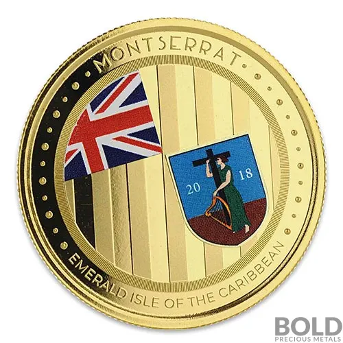 2018 EC8 Montserrat Emerald Isle 1 oz Gold Proof (Colored)