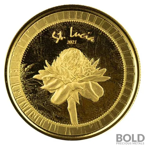 2021 1 oz EC8 St. Lucia Ginger Flower Gold Coin (BU)